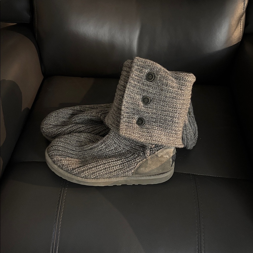UGG Gray Knit Suede Boots